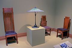 744 Side Chairs by Frank Lloyd Wright 1899-1906 And Lotus Pagoda Lamp by Tiffany 1900-15 - American Wing New York Metropolitan Museum of Art.jpg
